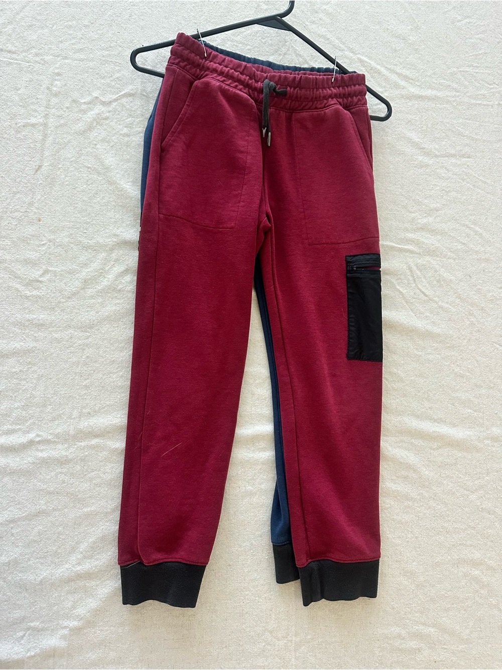 Kids Two-Tone Jogger Pants - Navy & Burgundy